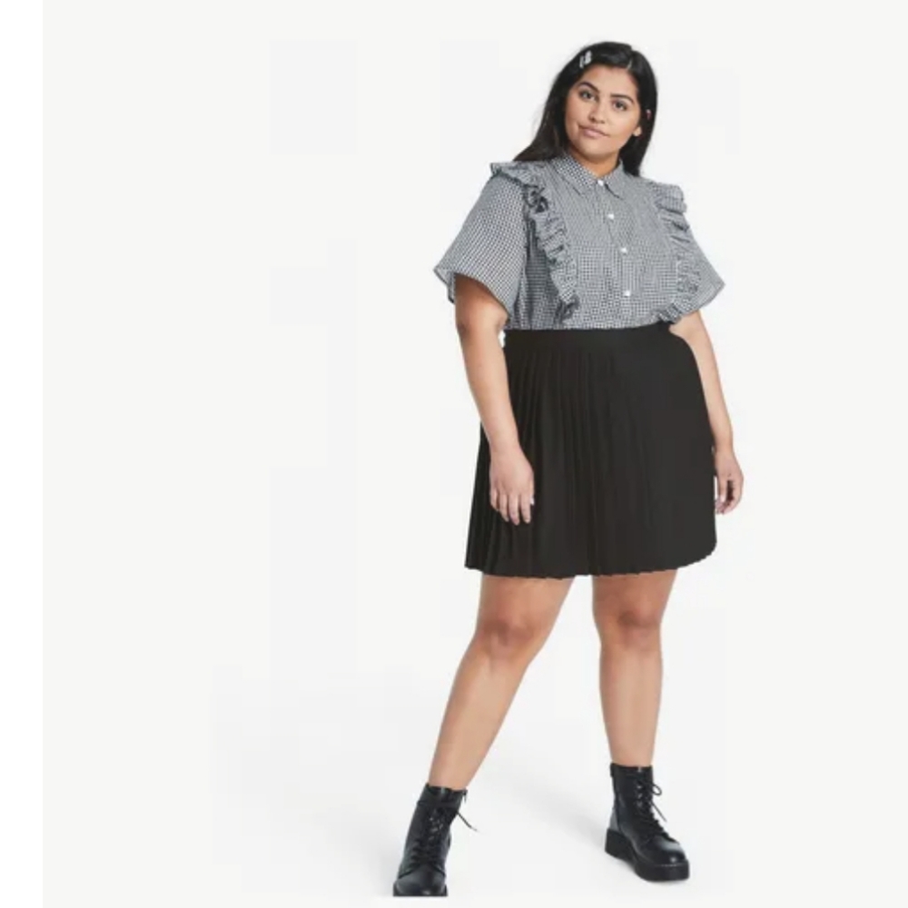 NWT Sandy Liang for Target Black Pleated Mini A-Line Skirt. Size 20W.